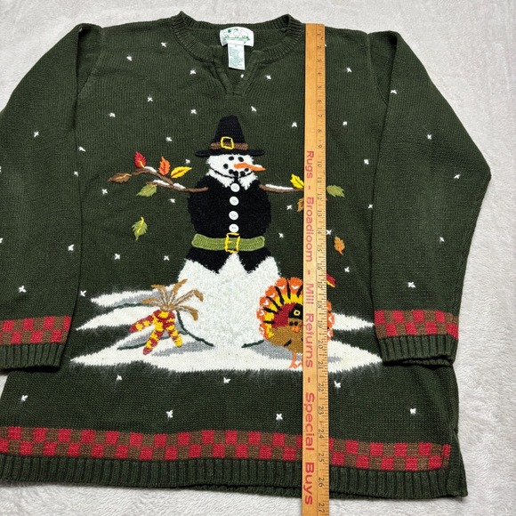 Vintage Quacker Factory Womens M Sweater Autumn Snowman Christmas Winter Holiday - Picture 6 of 8